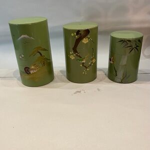 Green Asian tea cannister set